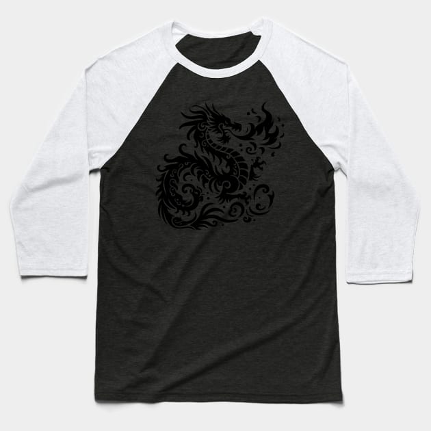 Mystical Dragon Tribal Art Inspired Design Baseball T-Shirt by NedisDesign